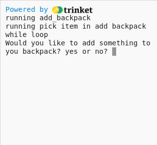 2019 Python Adventure Inventory